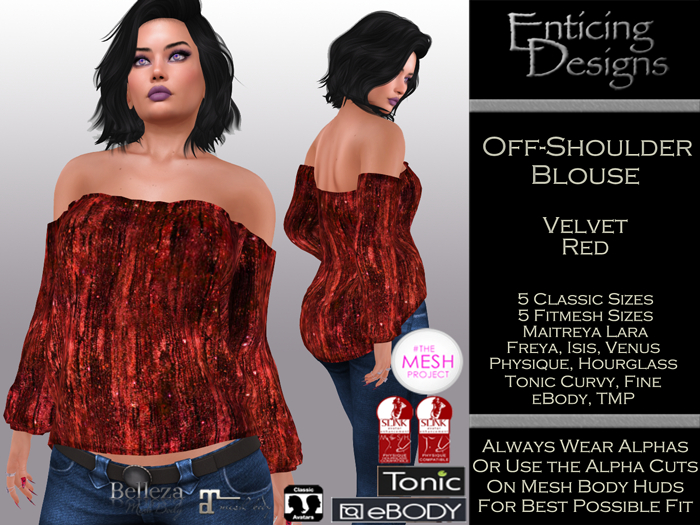 *ED Off Shoulder Blouse - Velvet Red
