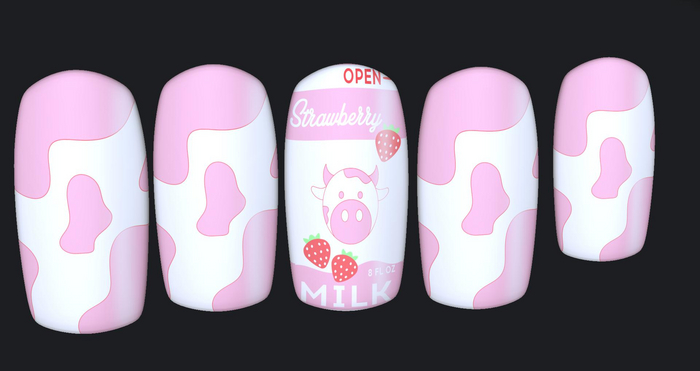 Strawberry Milk Short Square Nails