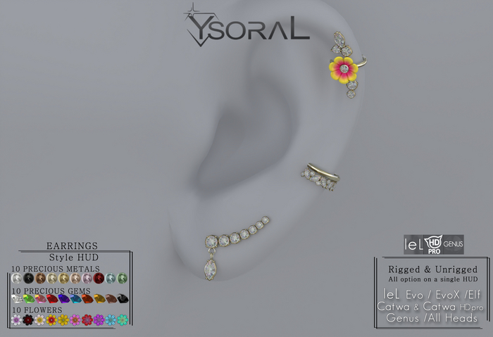 ~~ Ysoral ~~.:Luxe Earrings Liana :.(leL Evo / Evo X - Catwa & HDpro- Genus - Unrigged) 