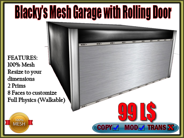 BLACKY'S MESH WORKSHOP ROLL-UP DOOR 2-PRIM  (BOXED)