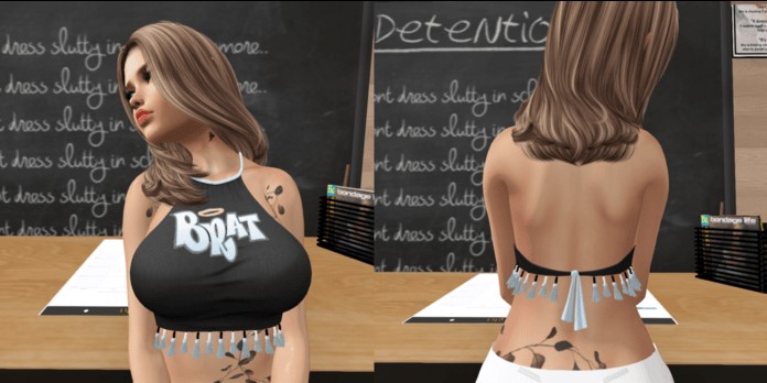 WTFW ~ BLACK AND BLUE BRAT WOMEN TOP