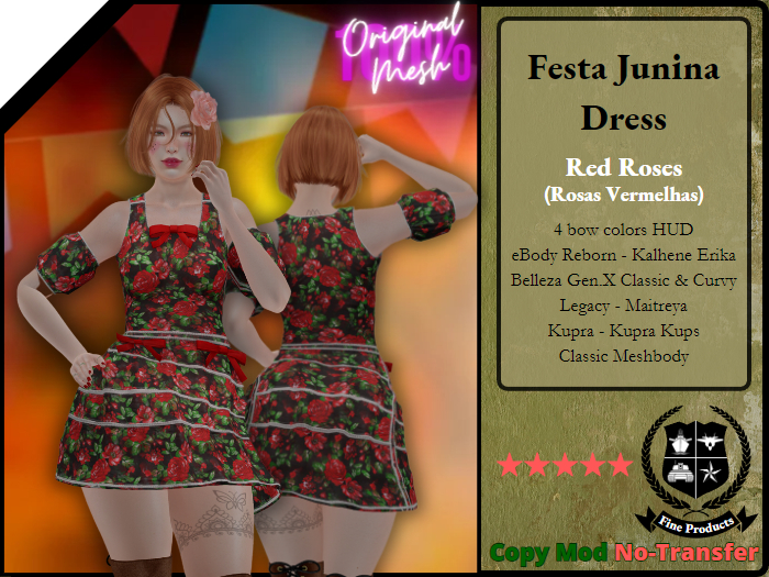 June Festival Dress - Red Roses