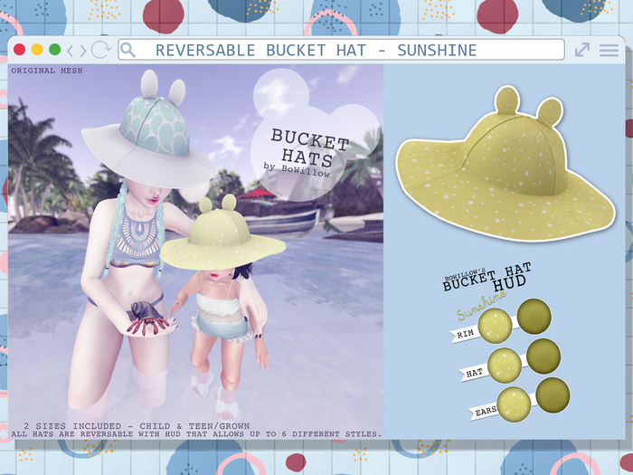 :BoWillow: Reversable Bucket Hat - Sunshine