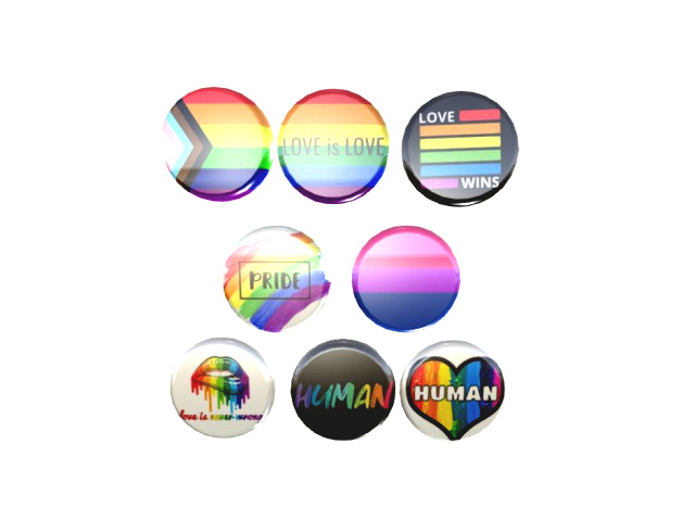 BISEXUAL BADGES Buttons LGBT PRIDE SET OF 8  jewelry pins pin's brooches 