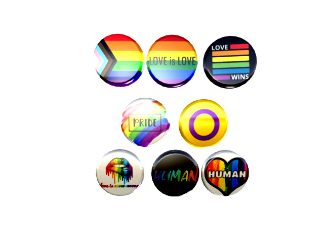 INTERSEX  BADGES Buttons LGBT PRIDE SET OF 8  jewelry pins pin's brooches 