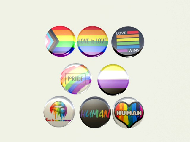 NONBINARY BADGE  BADGES Buttons  LGBT PRIDE SET OF 8  jewelry pins pin's brooches 