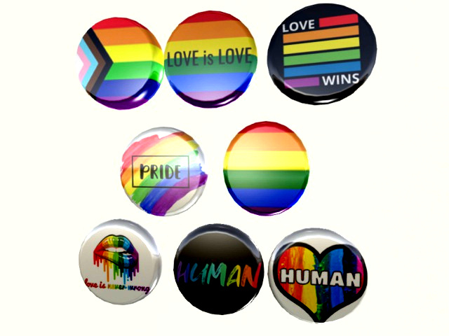 6 COLOR PRIDE FLAG BADGES Buttons LGBT PRIDE SET OF 8  jewelry pins pin's brooches 