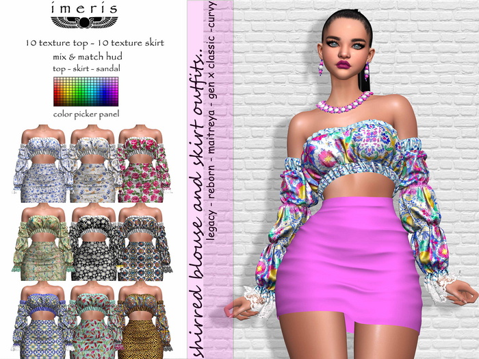 DEMO SHIRRED BLOUSE & SKIRT OUTFITS