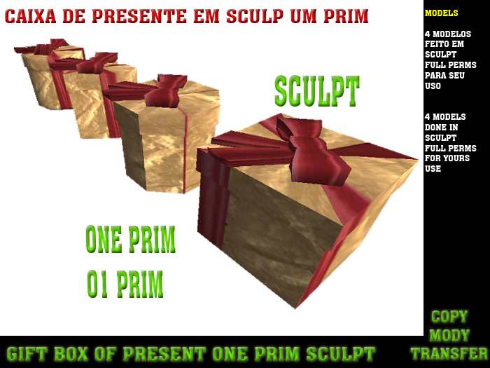 Sculpted Gift Box  1 PRIM :: The Gift Boxes Shop ::  KIT FULL PERMs FOR YOUR GIFTS