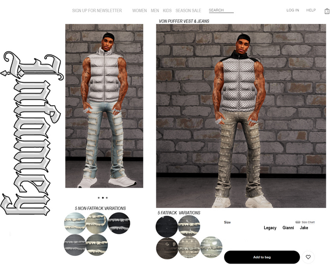 INFAMEY: "VON" BOOT CUT JEANS FATPACK