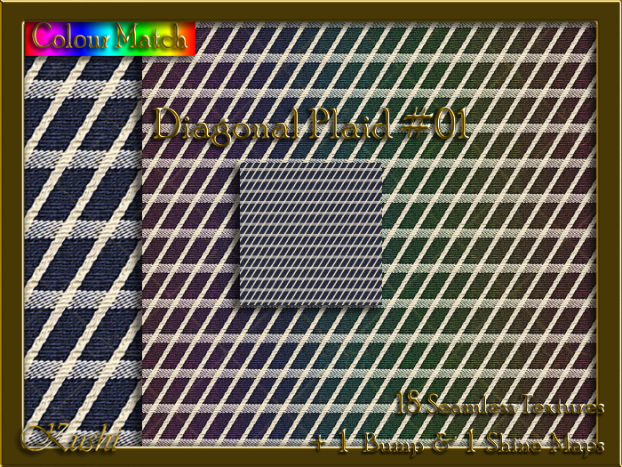Second Life Marketplace - Diagonal Plaid #01 Seamless Texture Pack