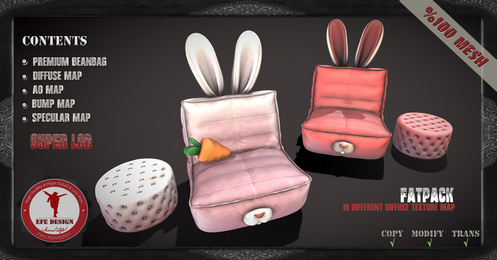 (Efe Design) Premium Rabbit Beanbag Fatpack Fullperm 