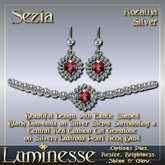 SEZIA Rozalija Choker & Earrings Set OP - Red Silver Pearl Black Diamond Silver