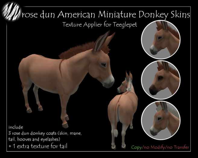 [SM] rose dun American Miniature donkey skins Appliers