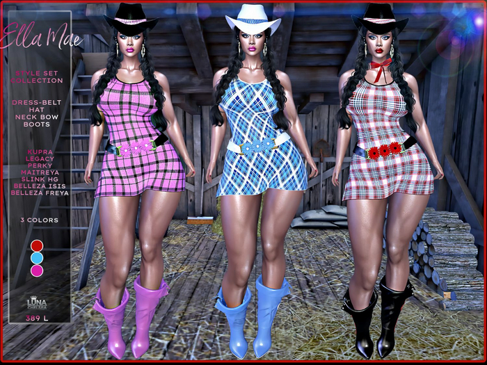 *Ella Mae  Complete Style Set, All Included. Country Look, Luna Chelsea
