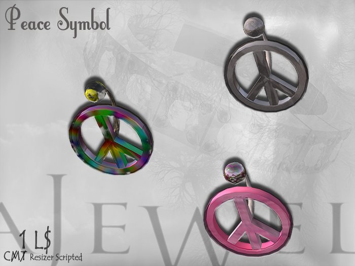 ::A JEWEL:: Fashion 3 PEACE SYMBOL Dollarbie Belly Piercing Jewelry