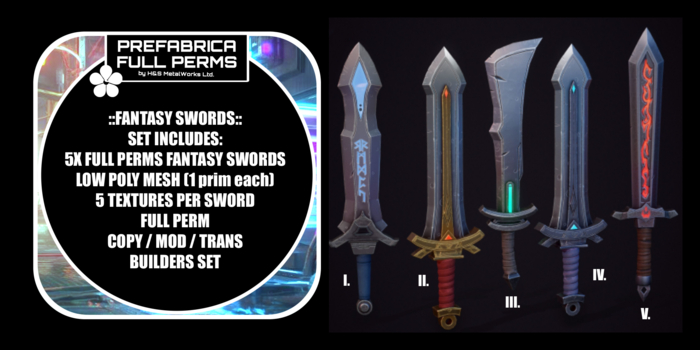 5x FANTASY SWORDS / PREFABRICA FULL PERMS