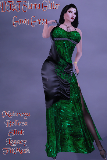Starra Glitter Gown Green
