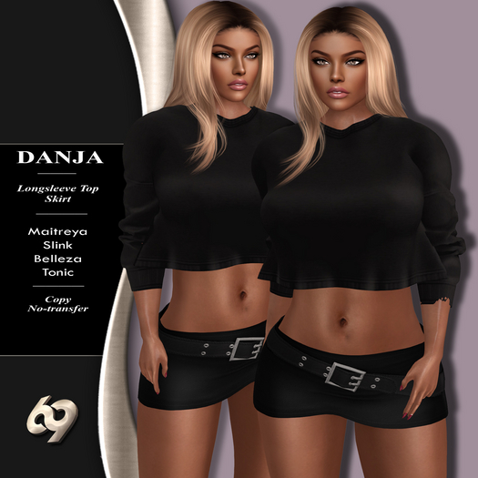 [69] Danja Outfit - Long Sleeve Top , SKirt (FM box) black
