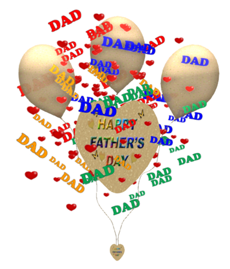Happy Father's Day Heart Banner Balloons Gold Transfer