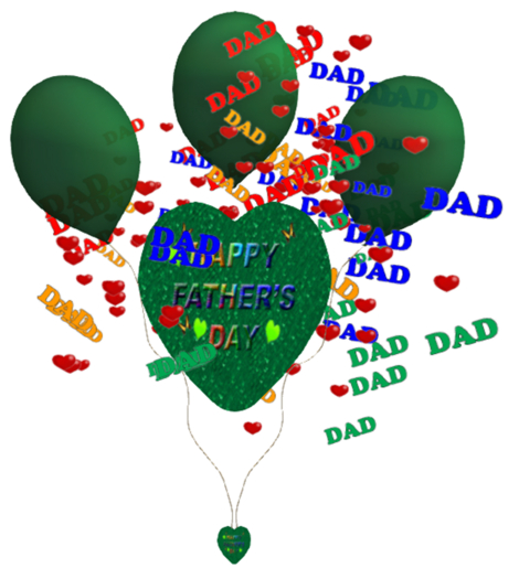 Happy Father's Day Heart Banner Balloons Green Transfer