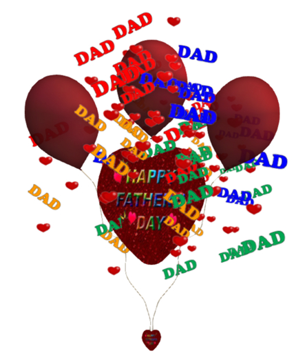 Happy Father's Day Heart Banner Balloons Red Transfer