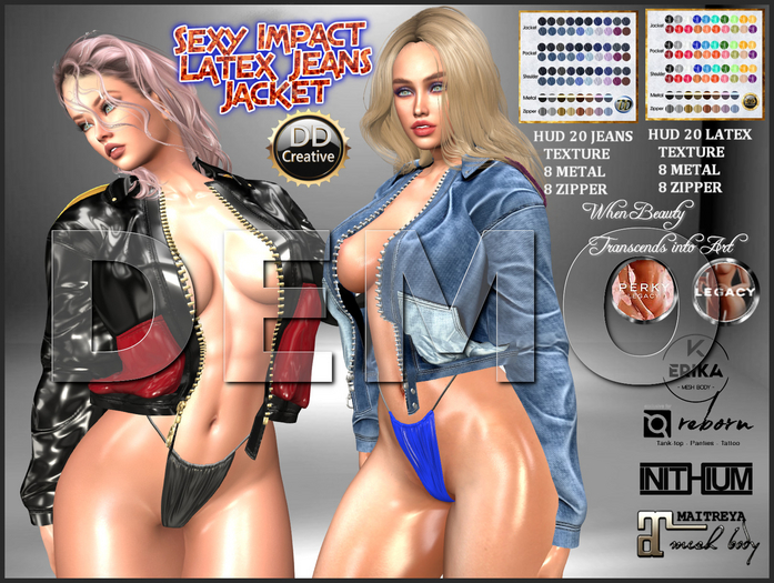 ☾ⅅⅅ☽ Sexy Impact Latex / Jeans Jacket DEMO