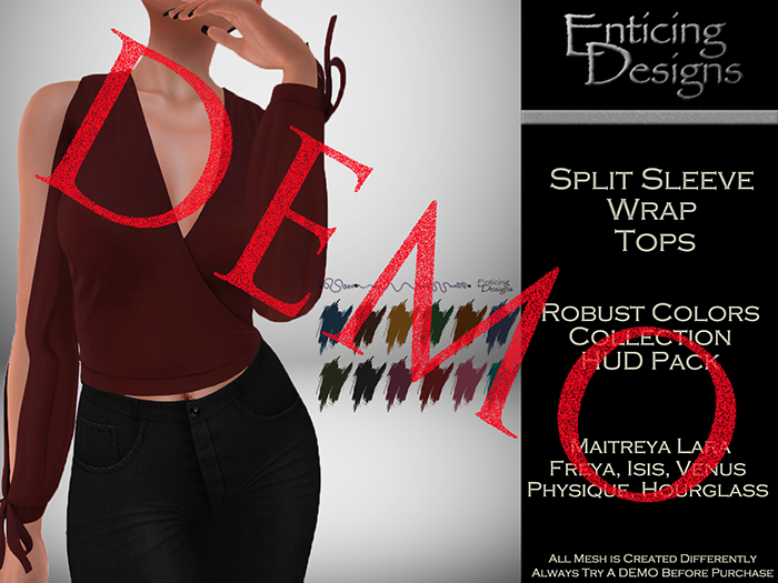 *ED DEMO Pack Split Sleeve Wrap Top - Solids Collection