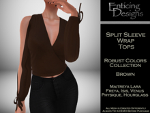 *ED Split Sleeve Wrap Top - Solid Brown