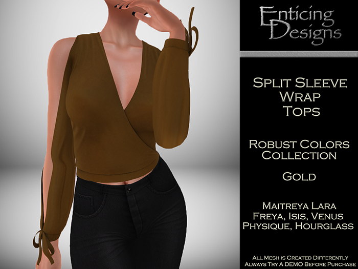 *ED Split Sleeve Wrap Top - Solid Gold