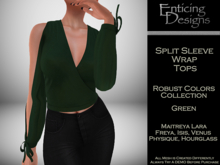*ED Split Sleeve Wrap Top - Solid Green