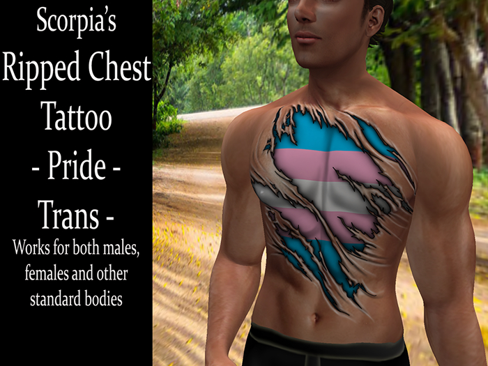 Ripped Chest Tattoo - Pride - Trans