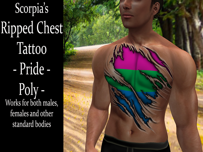 Ripped Chest Tattoo - Pride - Poly