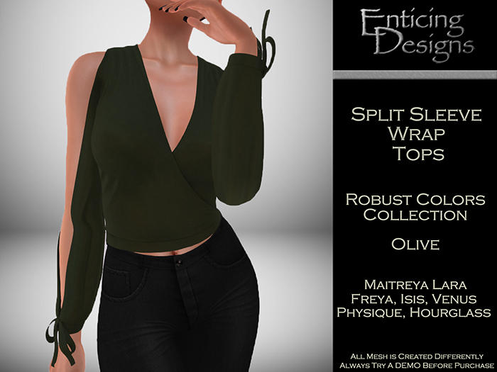 *ED Split Sleeve Wrap Top - Solid Olive