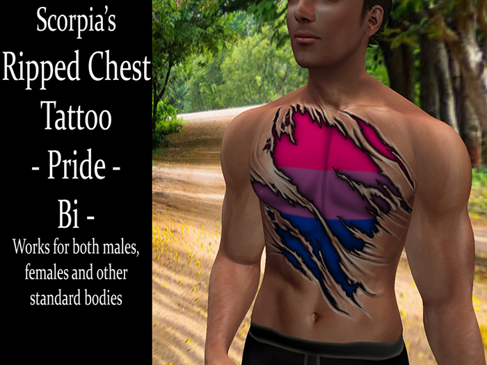 Ripped Chest Tattoo - Pride - Bi