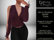 *ED Split Sleeve Wrap Top - Solid Plum