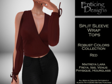 *ED Split Sleeve Wrap Top - Solid Red