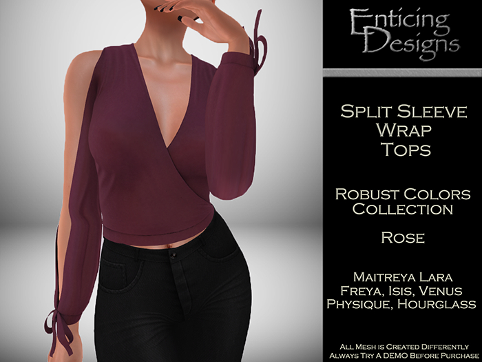 *ED Split Sleeve Wrap Top - Solid Rose