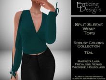*ED Split Sleeve Wrap Top - Solid Teal
