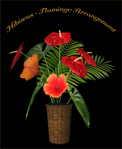 Flamingo Hibiscus Arrangement,Transfer Version