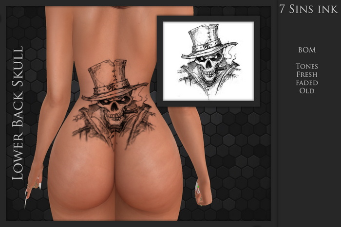 7 Sins Ink  Lower Back Skull