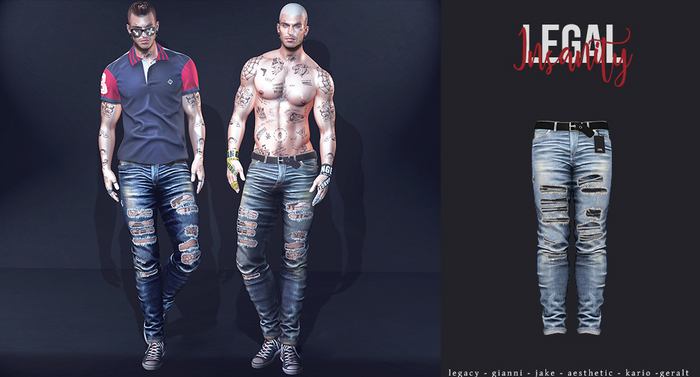 Legal Insanity - James light blue ripped denims
