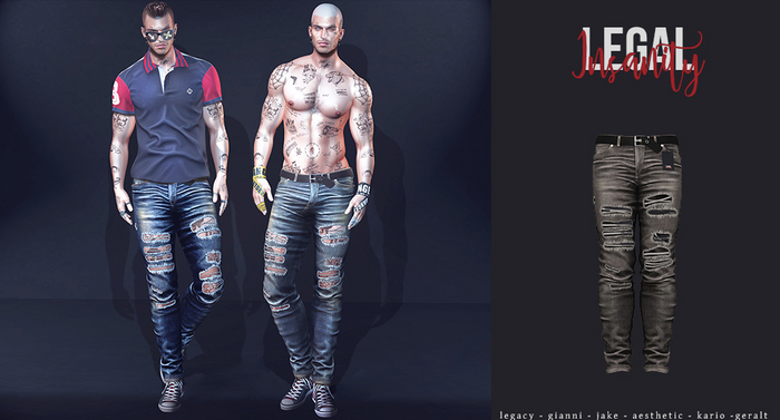 Legal Insanity - James discolored black ripped denims