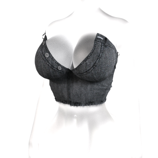 [KONVO] Rika Denim Top - Smoke