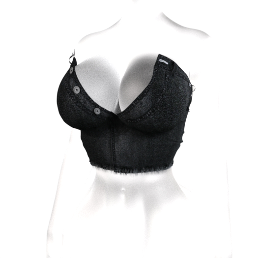[KONVO] Rika Denim Top - Onyx