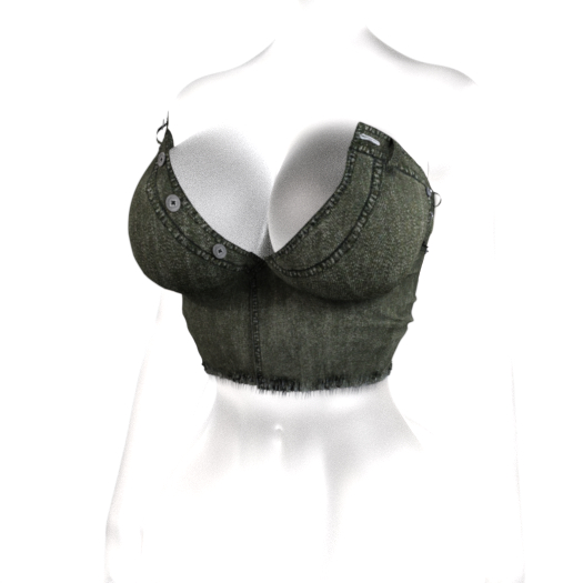 [KONVO] Rika Denim Top - Olive