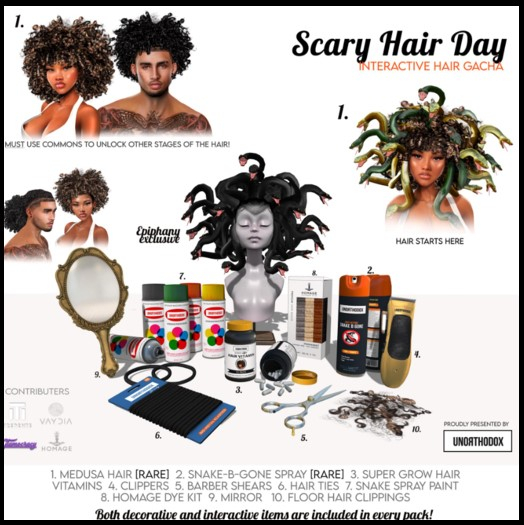 Unorthodox Scary Hair Day Male Complete + Rares