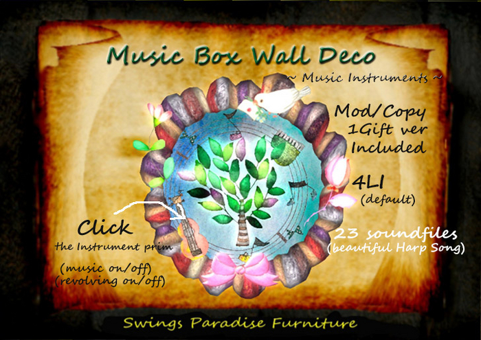 Music Box Wall Deco (Musical Instruments) ~Harp Rondo~