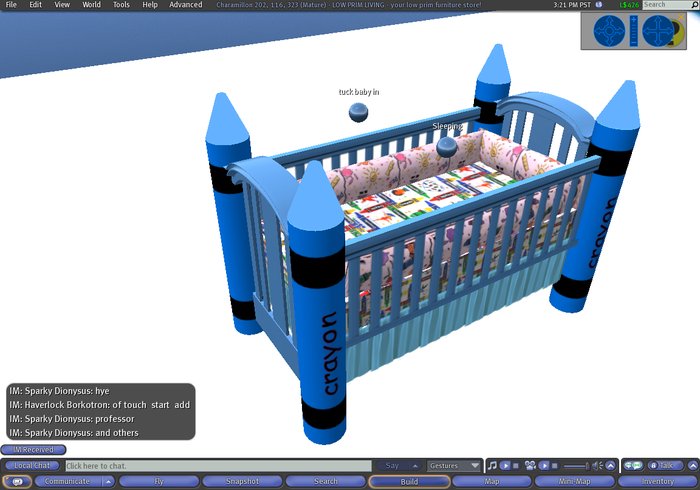 crayon crib. blue. boxed