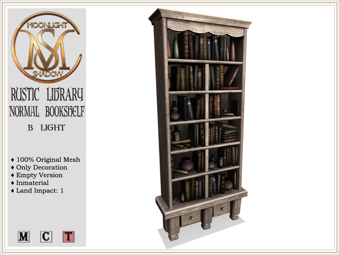 [MoonSha] Rustic Library Normal Bookshelf B - Light (Boxed)